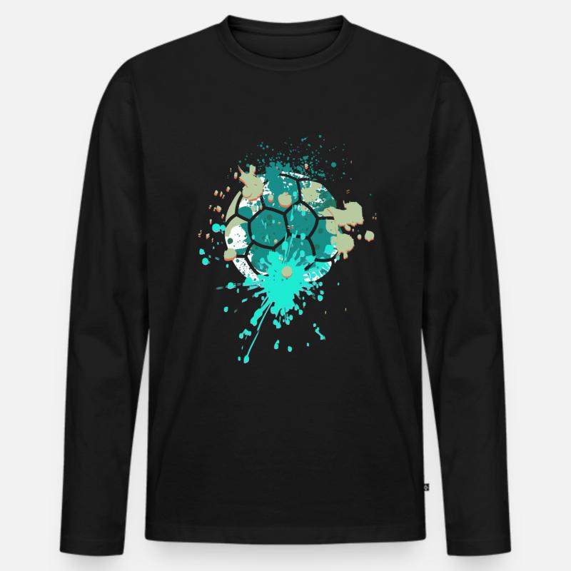 Splash Art Handball - Männer Premium Bio Langarmshirt - Schwarz