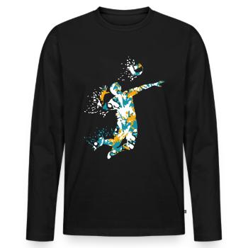 Colorful Splash Art Volleyball Player - Männer Premium Bio Langarmshirt - Schwarz - Vorne - Nico (187cm)