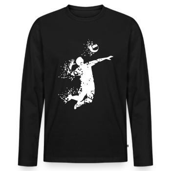 Joueur de volleyball Splash Art - T-shirt manches longues Premium bio Homme - noir - Devant - Nico (187cm)