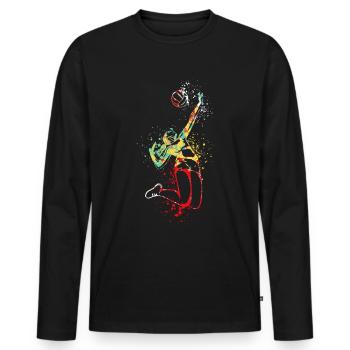 Cool Splash Art Volleyball Fille - T-shirt manches longues Premium bio Homme - noir - Devant - Nico (187cm)