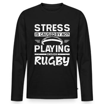 Stress is caused by not playing enough rugby - Männer Premium Bio Langarmshirt - Schwarz - Vorne - Nico (187cm)