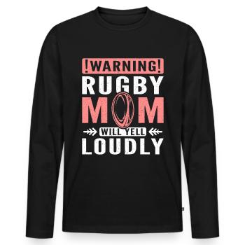 Rugby mom will yell loudly - Männer Premium Bio Langarmshirt - Schwarz - Vorne - Nico (187cm)