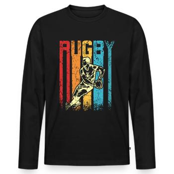 Retro Vintage Rugby - Men's Premium Organic Long Sleeve Shirt - black - Front - Nico (187cm)