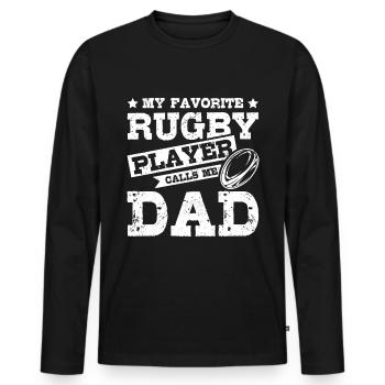 My favorite rugby player calls me dad - Männer Premium Bio Langarmshirt - Schwarz - Vorne - Nico (187cm)