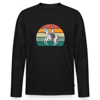 Rider Rider Horse Riding Pony Stable - Men's Premium Organic Long Sleeve Shirt - black - Front - Nico (187cm)