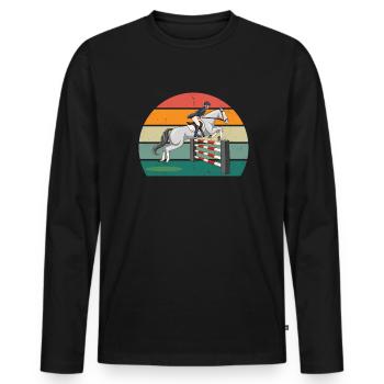 Rider Rider Horse Riding Pony Stable - Men's Premium Organic Long Sleeve Shirt - black - Front - Nico (187cm)