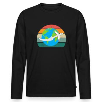 Reisen Reisender Reisender Ferien Urlauber Urlaub - Männer Premium Bio Langarmshirt - Schwarz - Vorne - Nico (187cm)
