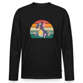 rats rat maman rat papa maison rat égout rat rat - T-shirt manches longues Premium bio Homme - noir - Devant - Nico (187cm)