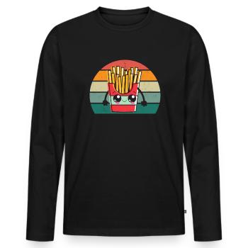 pommes Frites Kartoffel Kartoffeln Frittieren - Männer Premium Bio Langarmshirt - Schwarz - Vorne - Nico (187cm)