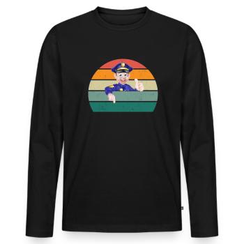 Polizist Polizistin Ordnung Ordnungshüter Polizei - Männer Premium Bio Langarmshirt - Schwarz - Vorne - Nico (187cm)