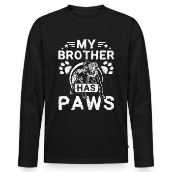 Mon frère a des pattes deutsch bulldog - T-shirt manches longues Premium bio Homme - noir - Devant - Nico (187cm)
