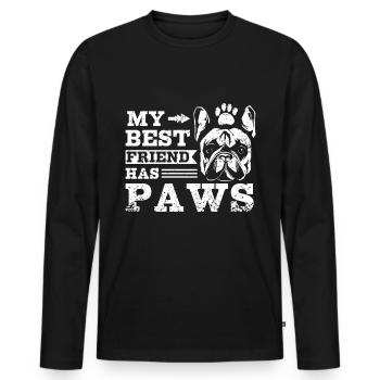 My best friend has paws french bulldog - Männer Premium Bio Langarmshirt - Schwarz - Vorne - Nico (187cm)