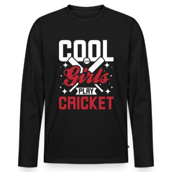 Cool girls play cricket - Männer Premium Bio Langarmshirt - Schwarz - Vorne - Nico (187cm)