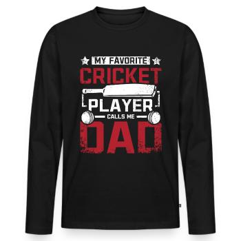 My favorite cricket player calls me dad - Männer Premium Bio Langarmshirt - Schwarz - Vorne - Nico (187cm)