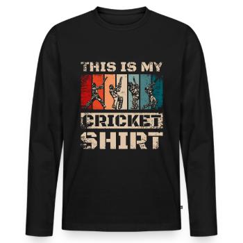 Ceci est mon cricket - T-shirt manches longues Premium bio Homme - noir - Devant - Nico (187cm)