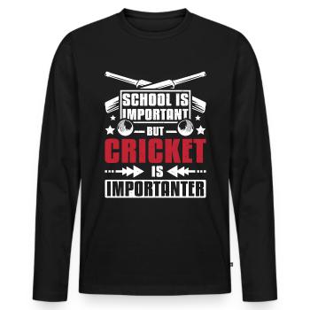 School is important cricket is importanter - Männer Premium Bio Langarmshirt - Schwarz - Vorne - Nico (187cm)
