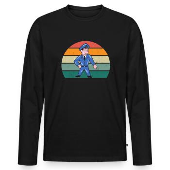 policier policier ordre agents d’application de la loi police - T-shirt manches longues Premium bio Homme - noir - Devant - Nico (187cm)