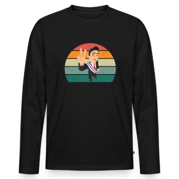 Politiciens La société politicienne fait de la politique - T-shirt manches longues Premium bio Homme - noir - Devant - Nico (187cm)