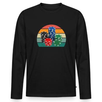 Poker Player Luck Strategy Texas Hold'em Poker - Men's Premium Organic Long Sleeve Shirt - black - Front - Nico (187cm)