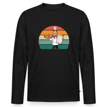 Pizzas Pizzen Salami Schinken Italien Tomate Pizza - Männer Premium Bio Langarmshirt - Schwarz - Vorne - Nico (187cm)
