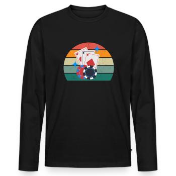 Pokerspieler Glück Strategie Texas Hold'em Poker - Männer Premium Bio Langarmshirt - Schwarz - Vorne - Nico (187cm)
