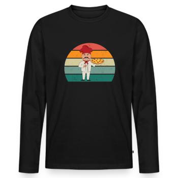 Pizzas Pizzen Salami Schinken Italien Tomate Pizza - Männer Premium Bio Langarmshirt - Schwarz - Vorne - Nico (187cm)