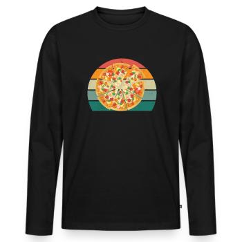 Pizzas Pizzen Salami Schinken Italien Tomate Pizza - Männer Premium Bio Langarmshirt - Schwarz - Vorne - Nico (187cm)