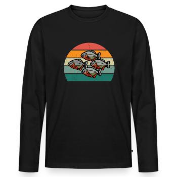 Piranha dangerous fish fish predatory fish river - Men's Premium Organic Long Sleeve Shirt - black - Front - Nico (187cm)