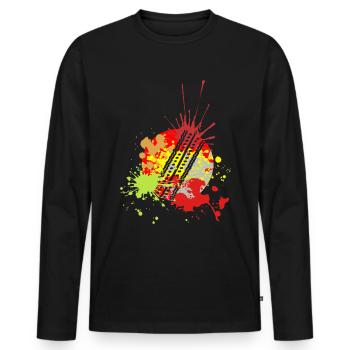 Splash Art Cricket - Männer Premium Bio Langarmshirt - Schwarz - Vorne - Nico (187cm)