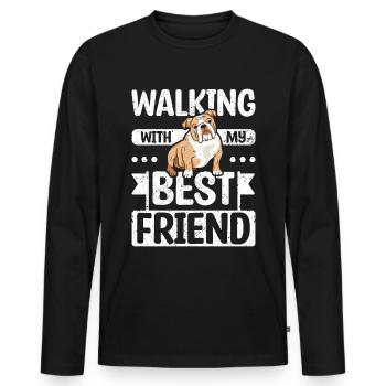 Marcher avec mon meilleur ami deutsch bulldog - T-shirt manches longues Premium bio Homme - noir - Devant - Nico (187cm)