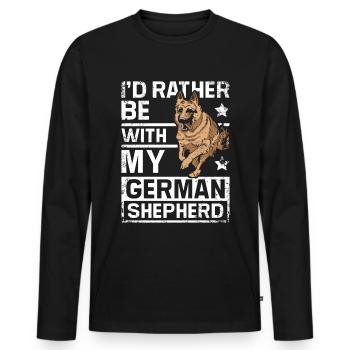 I'd rather be with my german shepherd - Männer Premium Bio Langarmshirt - Schwarz - Vorne - Nico (187cm)