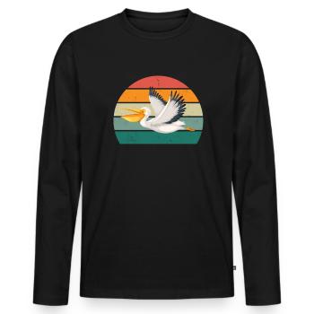 Pélicans Grand bec Oiseau Mouche Pélican - T-shirt manches longues Premium bio Homme - noir - Devant - Nico (187cm)