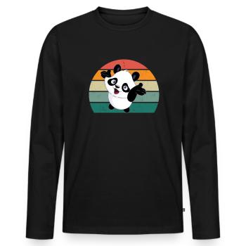 Pandas Pandabär Pandabären Bambusblätter Panda - Männer Premium Bio Langarmshirt - Schwarz - Vorne - Nico (187cm)