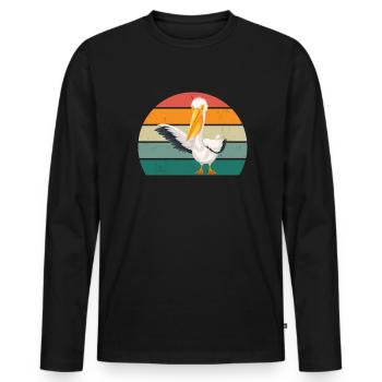 Pélicans Grand bec Oiseau Mouche Pélican - T-shirt manches longues Premium bio Homme - noir - Devant - Nico (187cm)