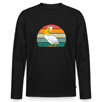 Pelicans Large Beak Bird Fly Pelican - Men's Premium Organic Long Sleeve Shirt - black - Front - Nico (187cm)