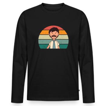 Papa Father Fathers Producer Additional Papa Bonus Father - Men's Premium Organic Long Sleeve Shirt - black - Front - Nico (187cm)