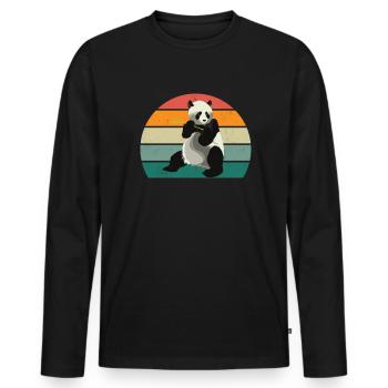 Panda Panda Ours Panda Ours Feuilles de bambou Panda - T-shirt manches longues Premium bio Homme - noir - Devant - Nico (187cm)