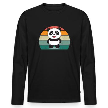 Pandas Pandabär Pandabären Bambusblätter Panda - Männer Premium Bio Langarmshirt - Schwarz - Vorne - Nico (187cm)