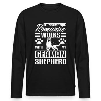 long romantic walks with my german shepherd - Men's Premium Organic Long Sleeve Shirt - black - Front - Nico (187cm)