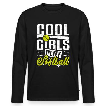 Des filles cool jouent au softball - T-shirt manches longues Premium bio Homme - noir - Devant - Nico (187cm)