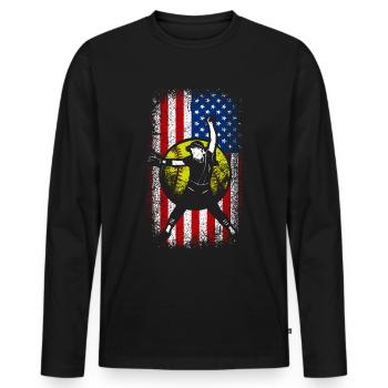 Drapeau américain américain patriotique softball 4 juillet - T-shirt manches longues Premium bio Homme - noir - Devant - Nico (187cm)