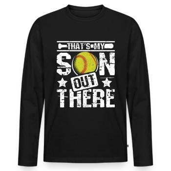 C’est mon fils là-bas softball - T-shirt manches longues Premium bio Homme - noir - Devant - Nico (187cm)