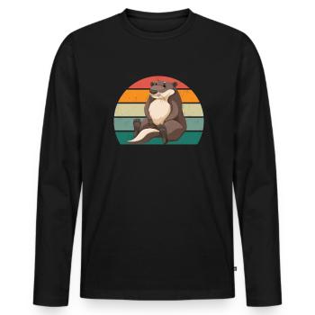 Loutre géante naine Loutre Loutre Loutre Loutre Loutre - T-shirt manches longues Premium bio Homme - noir - Devant - Nico (187cm)