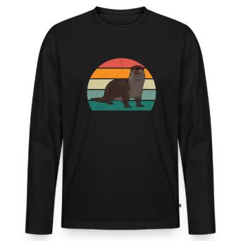 Loutre géante naine Loutre Loutre Loutre Loutre Loutre - T-shirt manches longues Premium bio Homme - noir - Devant - Nico (187cm)