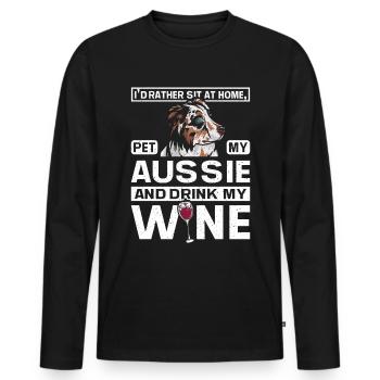 Pet my aussie and drink my wine - Männer Premium Bio Langarmshirt - Schwarz - Vorne - Nico (187cm)