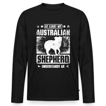 At least my australian shepherd understands me - Men's Premium Organic Long Sleeve Shirt - black - Front - Nico (187cm)