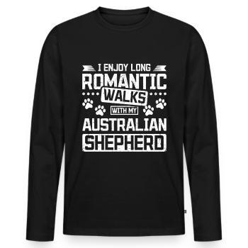Long romantic walks with my australian shepherd - Männer Premium Bio Langarmshirt - Schwarz - Vorne - Nico (187cm)
