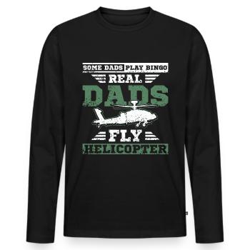 Papa militaire papa pilote d’hélicoptère - T-shirt manches longues Premium bio Homme - noir - Devant - Nico (187cm)