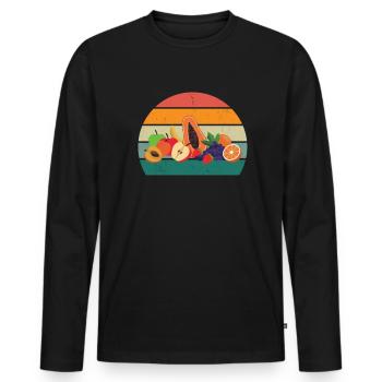 Frucht Früchte Erdbeere Melone Orange Kirsche Obst - Männer Premium Bio Langarmshirt - Schwarz - Vorne - Nico (187cm)
