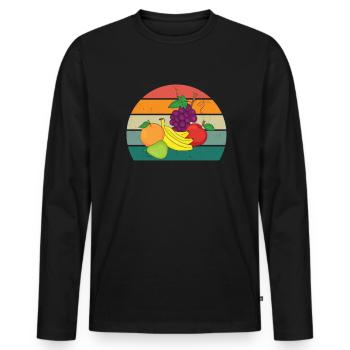 Frucht Früchte Erdbeere Melone Orange Kirsche Obst - Männer Premium Bio Langarmshirt - Schwarz - Vorne - Nico (187cm)
